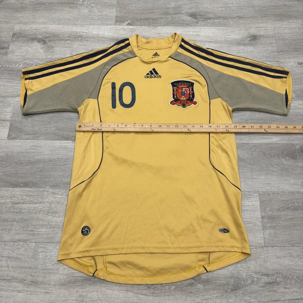 Adidas Spain 2008 Away Jersey Fabregas 10 Gold Euro Soccer Men Medium